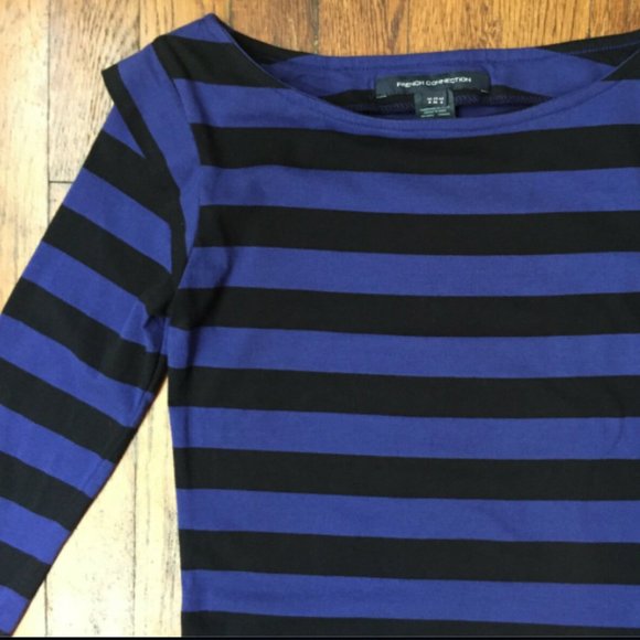 French Connection Stretch Stripe 3/4 Sleeve Dress - Picture 6 of 10